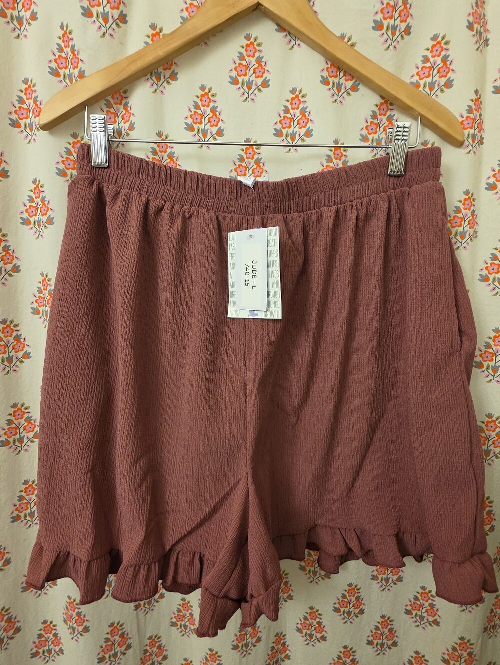 LuLaRoe Mauve Jude Ruffle-Hem Elastic Waist Shorts. Nwt